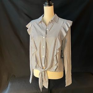 BB Dakota JACK blue striped ruffle blouse NWT